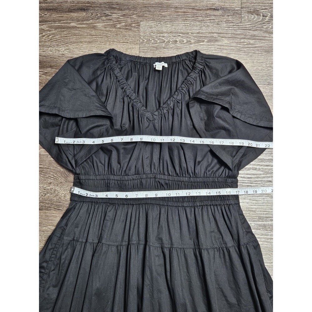 Free Assembly Black Cotton Flutter Sleeve Smocked Waist Dress Size Large 12-14 - Picture 10 of 13
